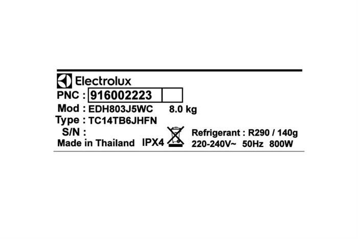 Hình ảnh sản phẩm - [EDH803J5WC] Máy sấy Bơm nhiệt Electrolux UltimateCare 500 - 8kg
