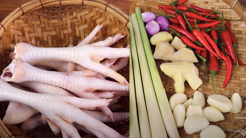 Nguyên liệu làm món chân gà muối theo cách 2