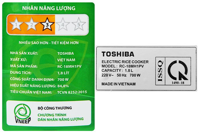 Hình ảnh sản phẩm - [RC-18MH1PV(F)] Nồi Cơm Điện Toshiba 1.8 Lít