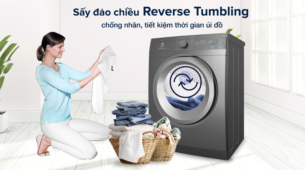 Máy sấy thông hơi Electrolux 8.5 kg EDV854N3SB - Sấy đảo chiều giảm nhăn