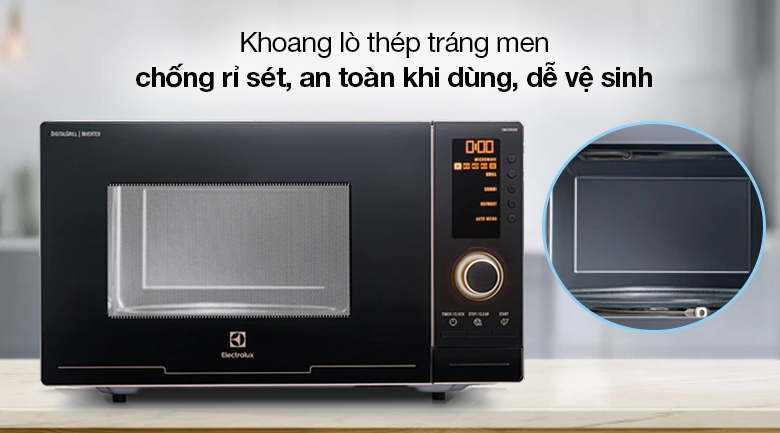 Lò vi sóng Electrolux EMS2382GRI 23 lít - Khoang lò thép tráng men