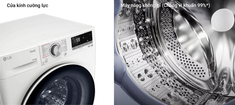 Máy giặt sấy LG Inverter 10kg FV1410D4W1 - Chất liệu cao cấp, bền bỉ