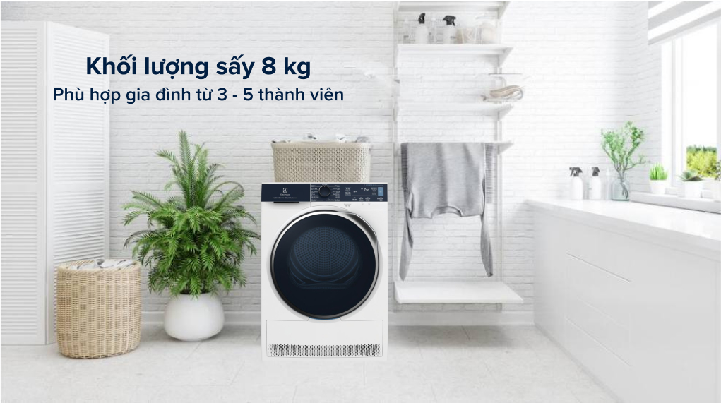 Máy sấy bơm nhiệt Electrolux 8 kg EDH803Q7WB - Khối lượng sấy và chương trình hoạt động