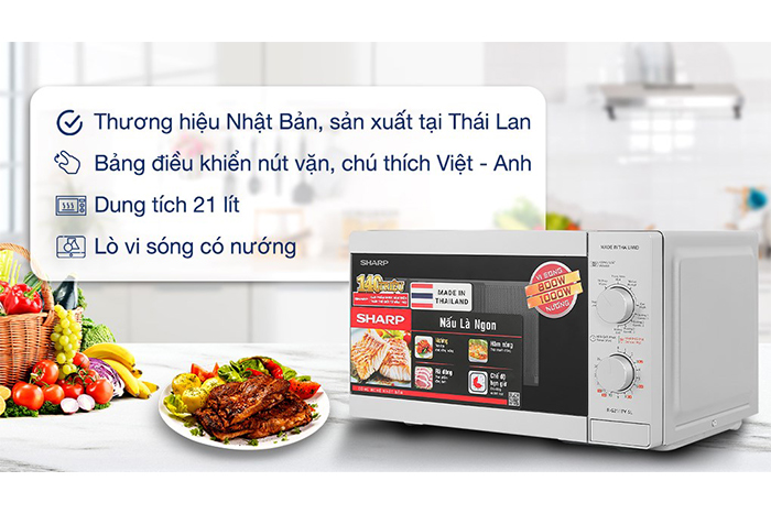 Hình ảnh sản phẩm - [R-G211TV-SL] Lò Vi Sóng Sharp Có Nướng 21 Lít