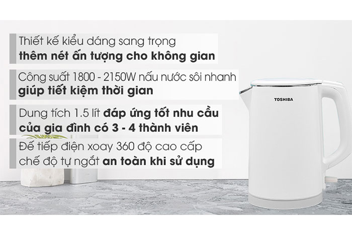 Hình ảnh sản phẩm - [KT-15DS1PV] Bình Đun Siêu Tốc Toshiba 1.5 Lít