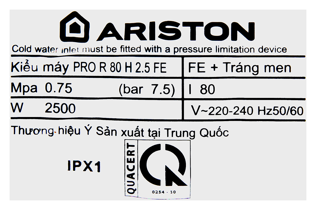 Hình ảnh sản phẩm - [PRO R 80 H 2.5 FE] Máy nước nóng gián tiếp Ariston 80 lít