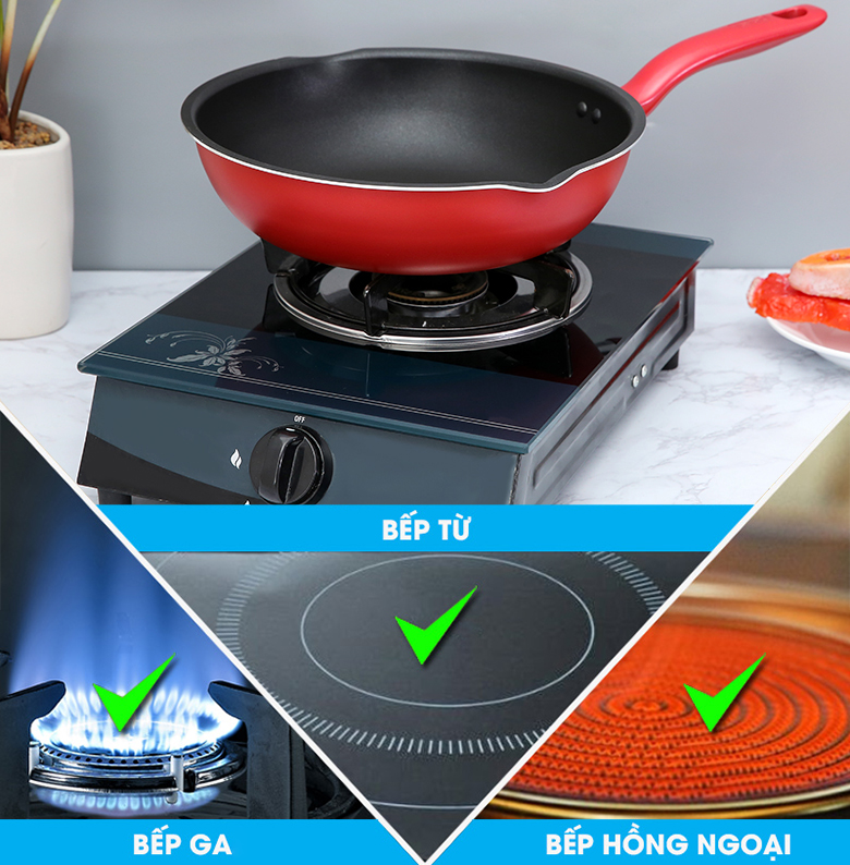 Tiện lợi khi dùng  - Chảo nhôm sâu chống dính đáy từ 28cm TEFAL So Chef G1358695.