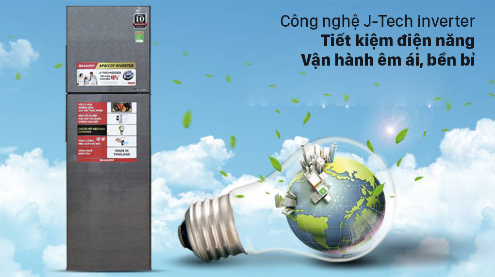 Tủ lạnh Sharp Inverter 253 lít SJ-X281E-DS - Công nghệ J-Tech interver tiết kiệm điện năng, vận hành êm ái, bền bỉ