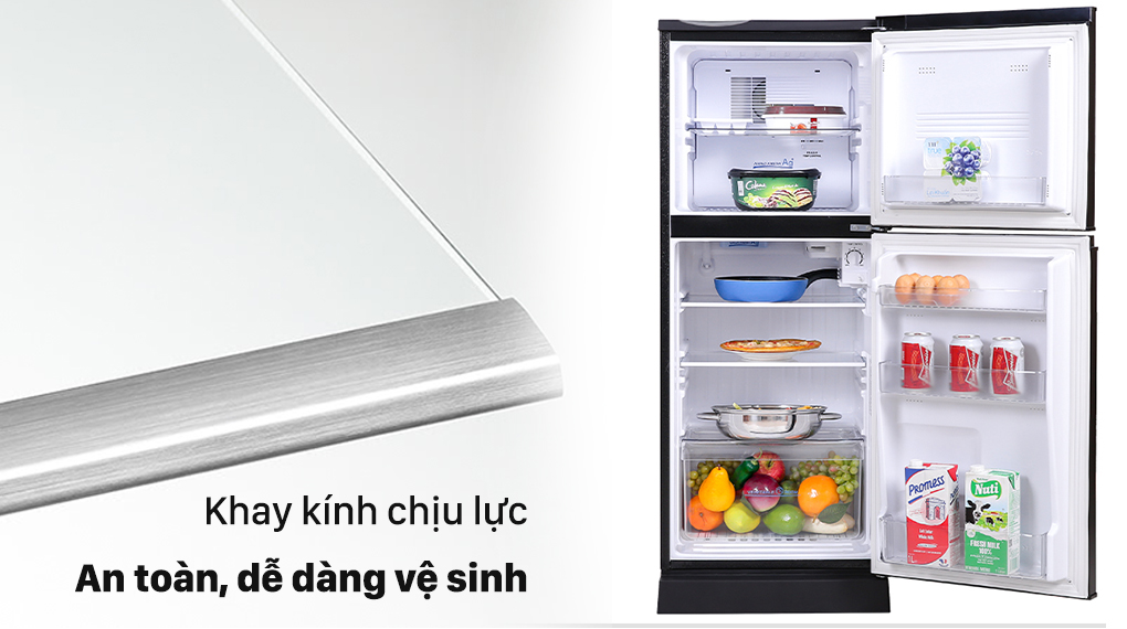 Tủ lạnh Aqua 130 lít AQR-T150FA(BS)  - Khay kính cứng cáp chịu lực tốt