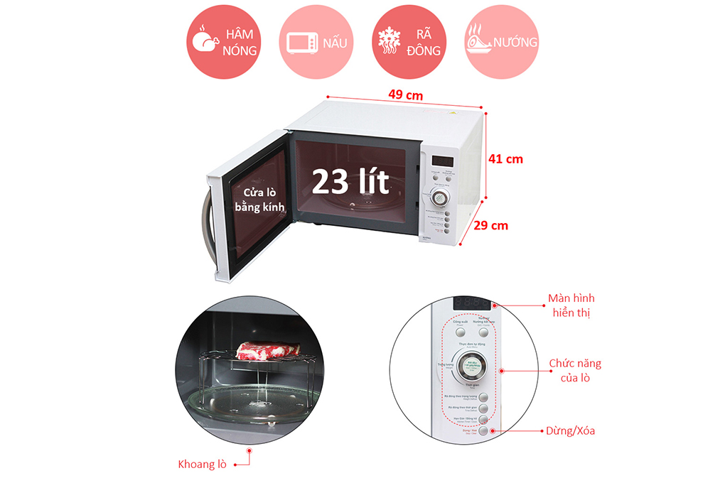 Hình ảnh sản phẩm - [R-G371VN-W] Lò Vi Sóng Có Nướng Sharp 23 Lít