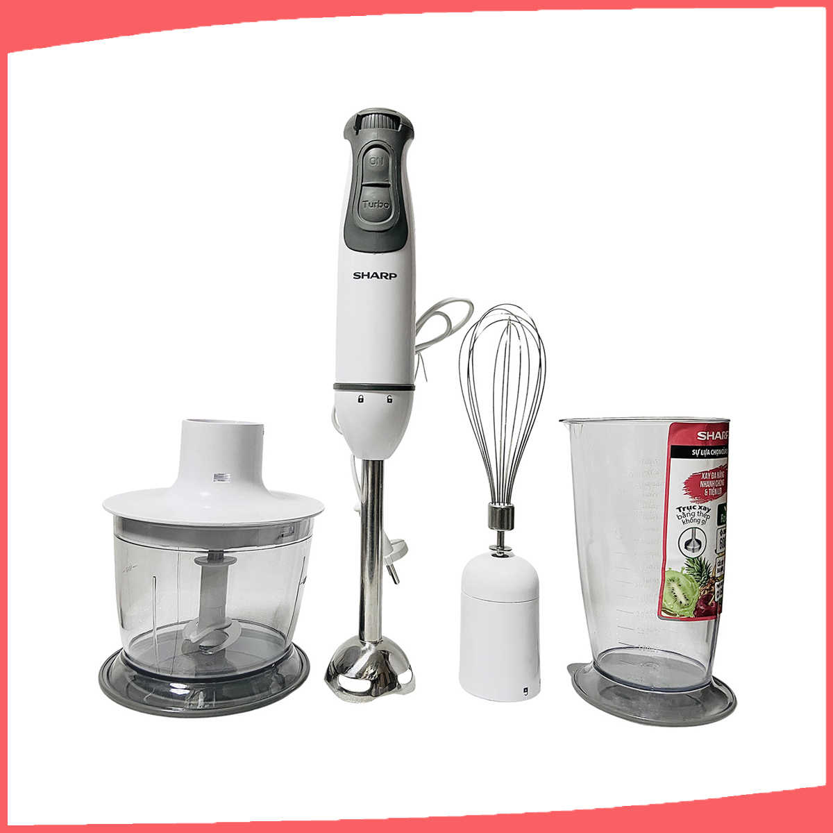 Hình ảnh sản phẩm - [EM-H076SV-WH] Máy xay sinh tố cầm tay Sharp EM-H076SV-WH
