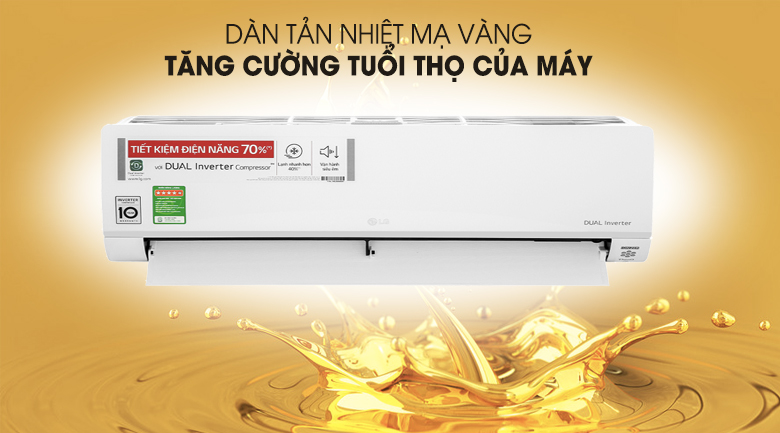 Máy lạnh LG Inverter 1 HP V10API1 - dàn tản nhiệt mạ vàng