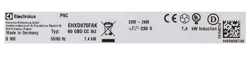 Công suất hoạt động của bếp từ đôi Electrolux EHXD875FAK