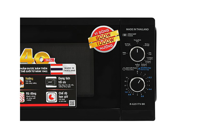 Hình ảnh sản phẩm - [R-G251TV-BK] Lò Vi Sóng Có Nướng Sharp 25 Lít
