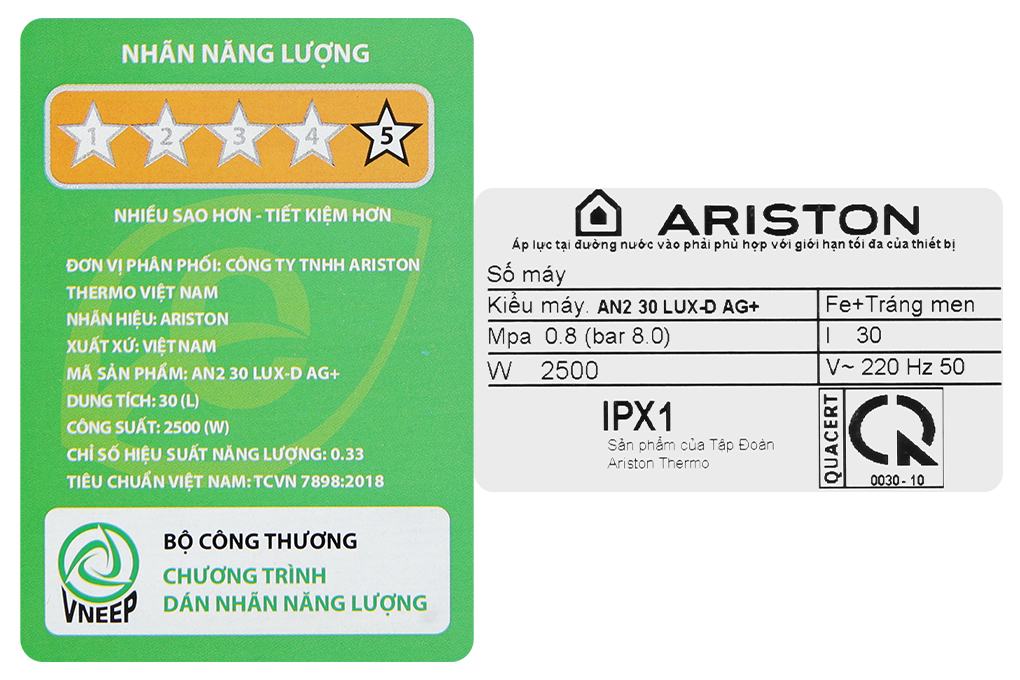 Hình ảnh sản phẩm - [AN2 30 LUX-D AG+] Máy nước nóng gián tiếp Ariston 30 lít