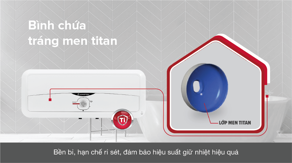 Máy nước nóng gián tiếp Ariston 20 lít 2500W SL2 20 R 2.5FE - MT - Lòng bính tráng men Titan