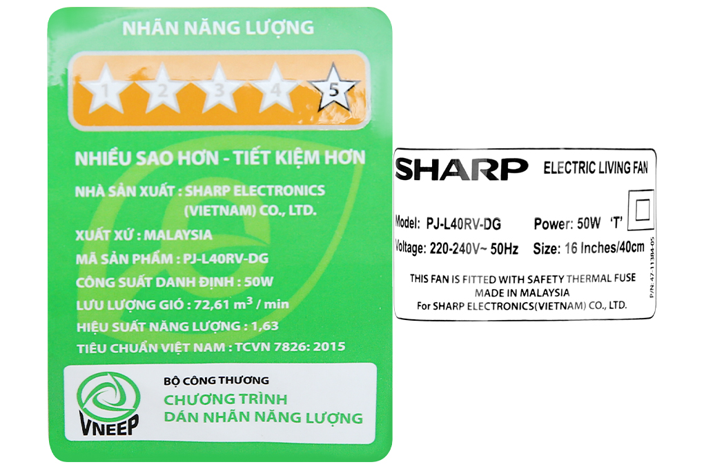Hình ảnh sản phẩm - [PJ-L40RV-DG] Quạt lửng đứng Sharp PJ-L40RV-DG