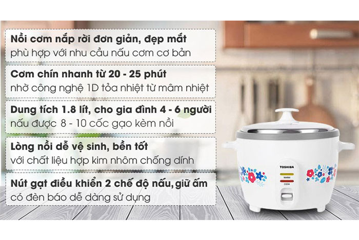 Hình ảnh sản phẩm - [RC-18MH2PV(F)] Nồi Cơm Điện Toshiba 1.8 Lít
