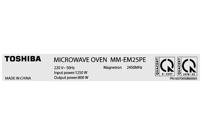 Hình ảnh sản phẩm - [MM-EM25PE(BM)] Lò Vi Sóng Toshiba 25 Lít