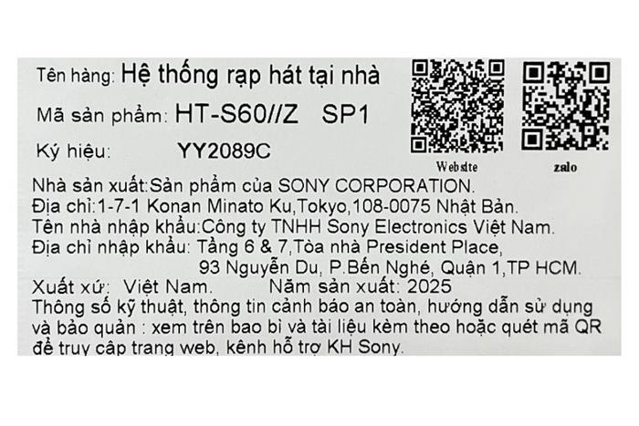 Hình ảnh sản phẩm - [HT-S60] Bộ Loa Thanh Sony Bravia Theatre System 6 1000W