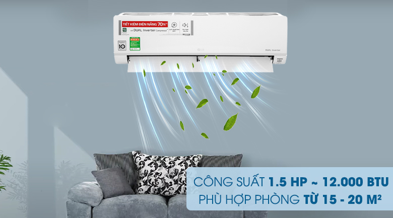 Máy lạnh LG Inverter 1.5 HP V13API1 - Công suất 1.5 HP phù hợp phòng có diện tích từ 15 - 20 m2