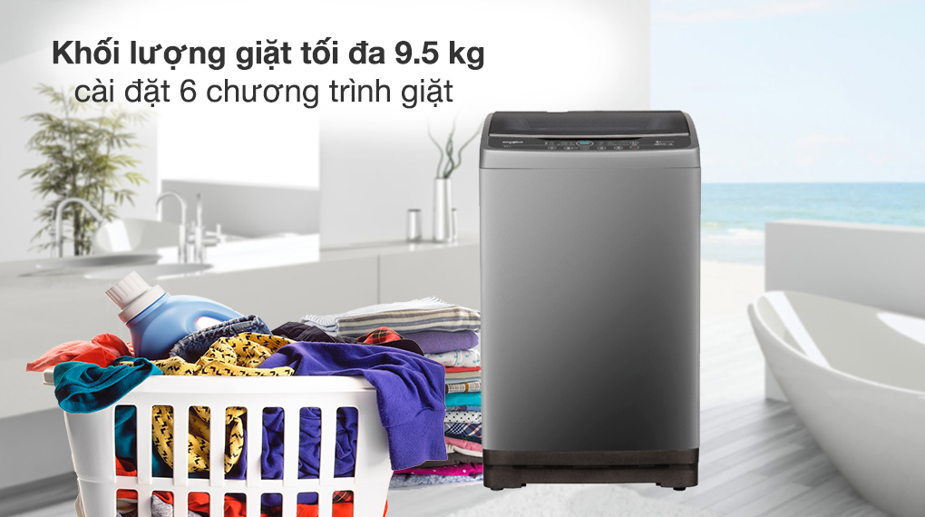 Máy giặt Whirlpool Inverter 9.5 kg VWVD9502FG - Khối lượng giặt 9.5 kg, có 6 chương trình giặt tích hợp sẵn