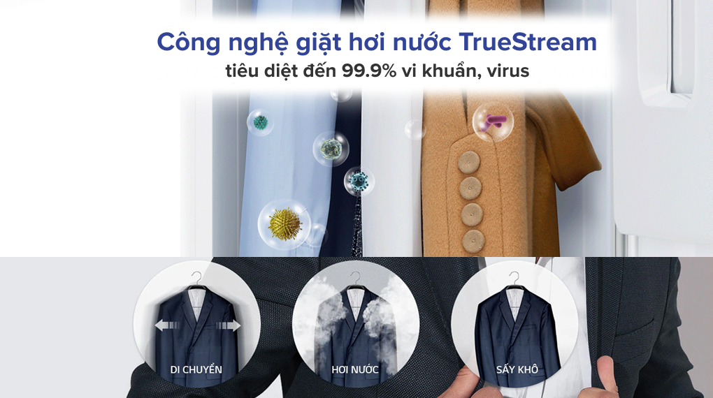 Tủ chăm sóc quần áo thông minh LG S5GOC - Công nghệ giặt hơi nước TrueStream 