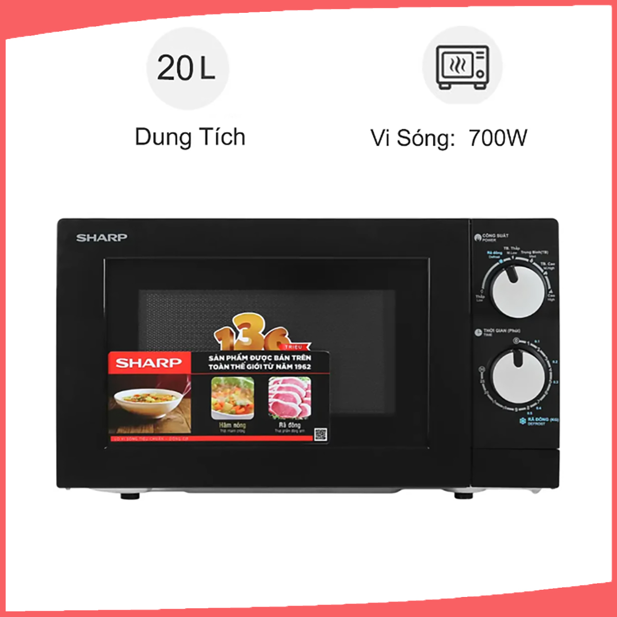 Hình ảnh sản phẩm - [R-208VN-WS] Lò Vi Sóng Sharp 20 Lít