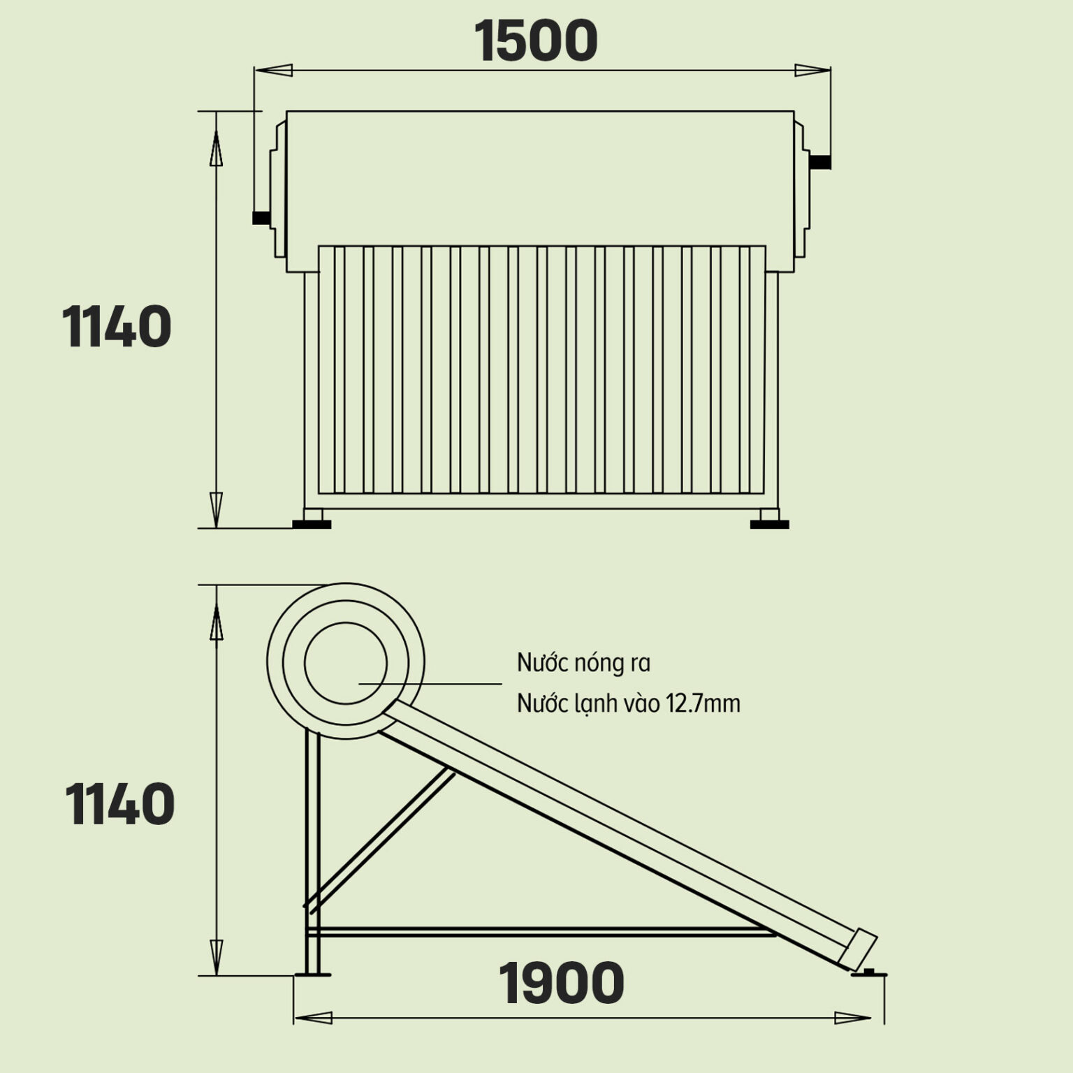 Máy nước nóng năng lượng mặt trời Ariston ECO TUBE ECO2 1815 25 T N SS 160 lít