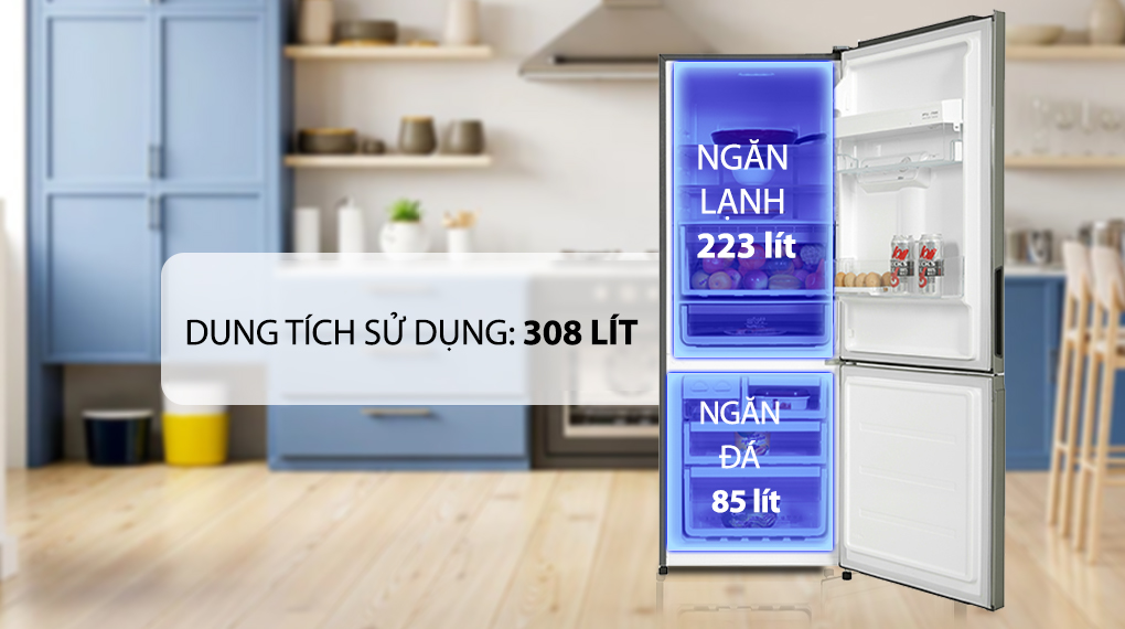 Tủ lạnh Electrolux Inverter 308 Lít EBB3442K-A - Ngăn đá và ngăn lạnh