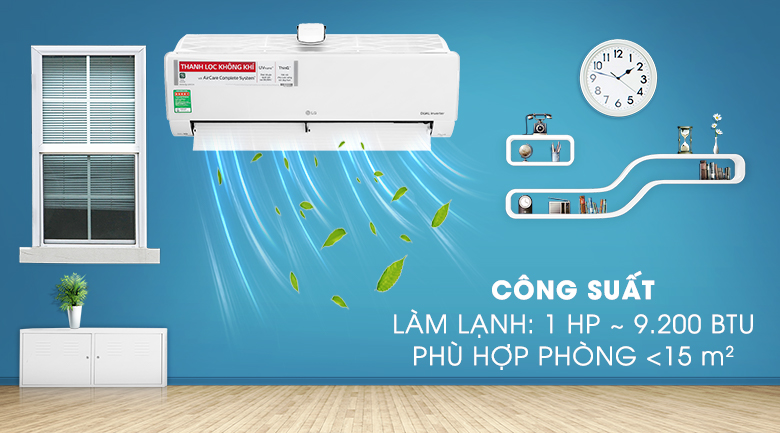 Máy lạnh LG Inverter 1 HP V10APFUV-Công suất 1 HP, phù hợp cho diện tích căn phòng dưới 15m2