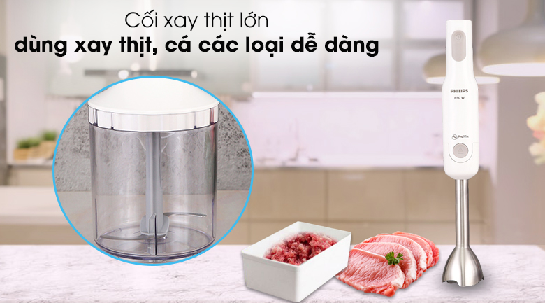 Máy xay sinh tố cầm tay Philips HR2537 - Cối xay thịt lớn