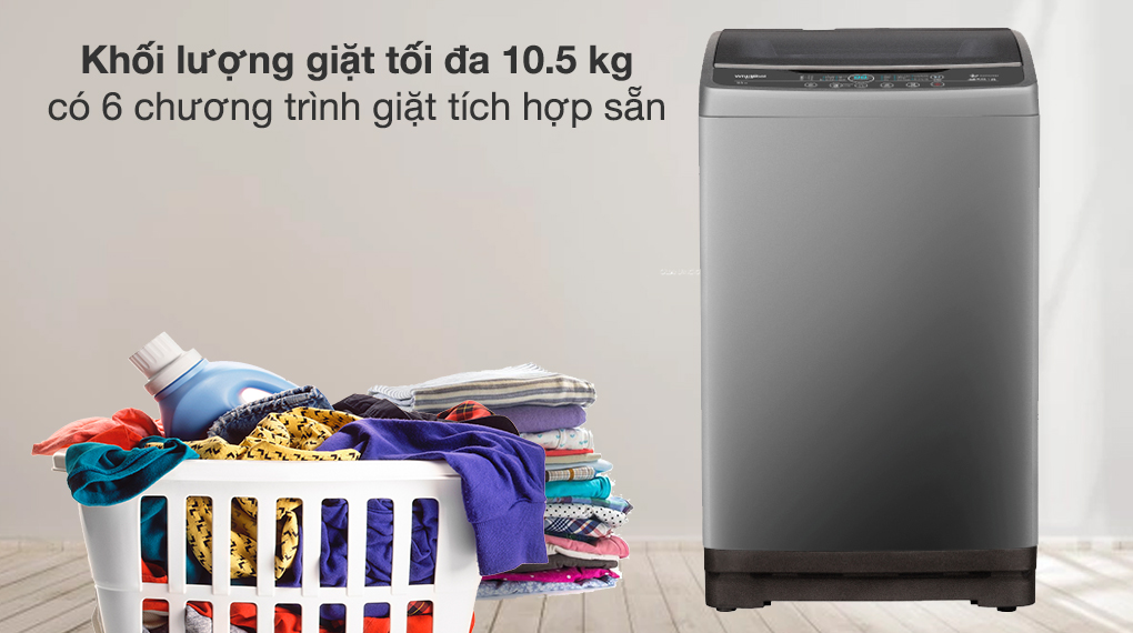 Máy giặt Whirlpool 10.5 kg VWVD10502FG - Khối lượng giặt 10.5 kg, có 6 chương trình giặt cài đặt sẵn