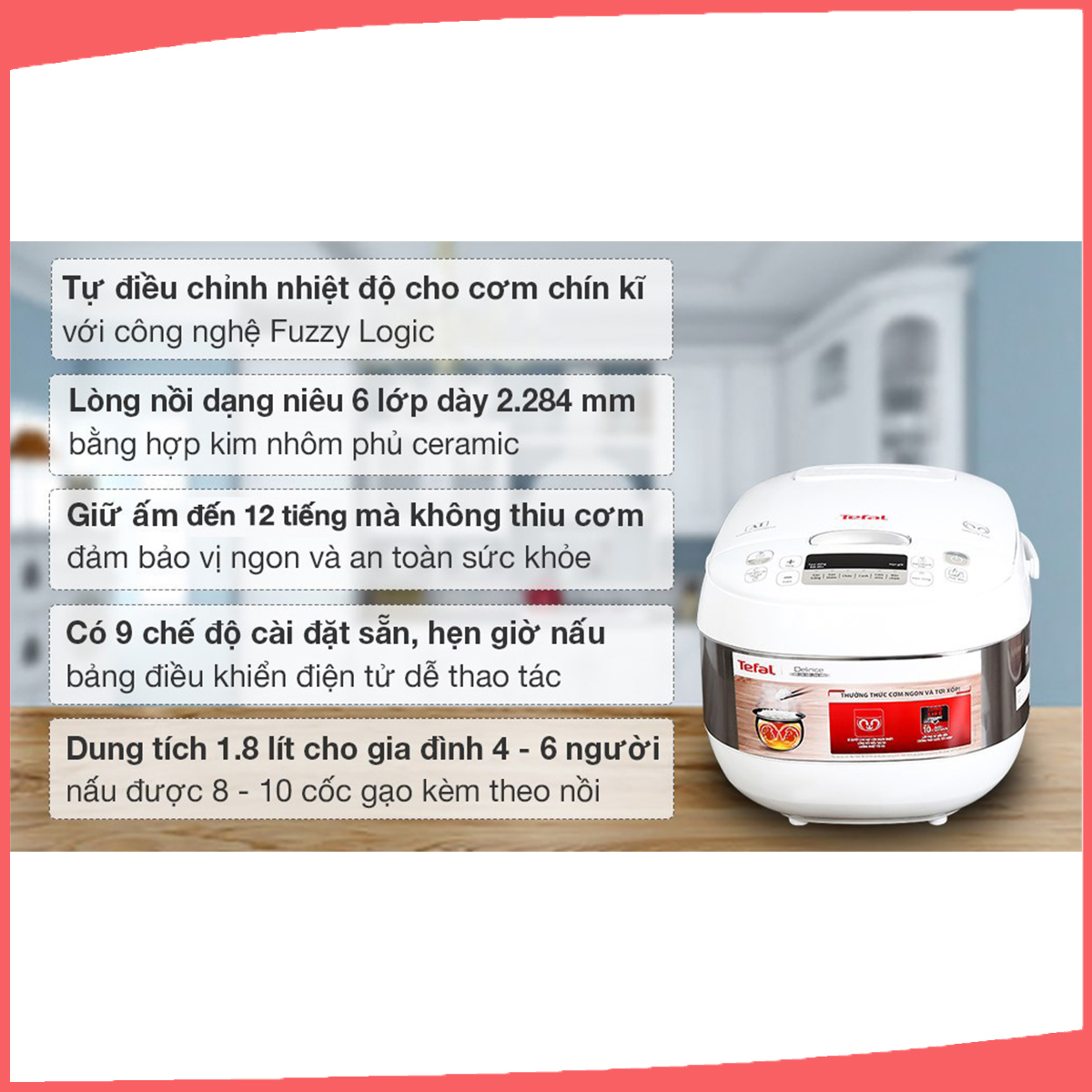 Hình ảnh sản phẩm - [RK752168] Nồi Cơm Điện Tử Tefal 1.8 Lít