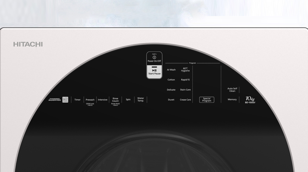 Máy giặt Hitachi Inverter 10 kg BD-100GV WH - Thiết kế