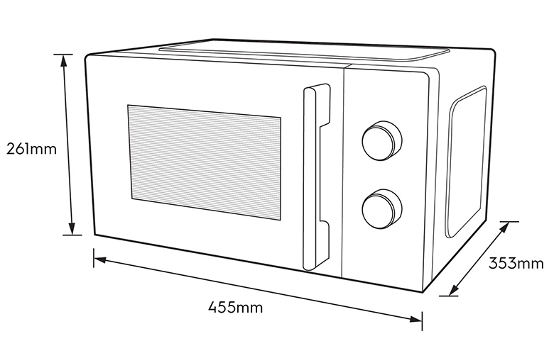 kích thước Lò vi sóng Electrolux 20 lít EMM20K22B