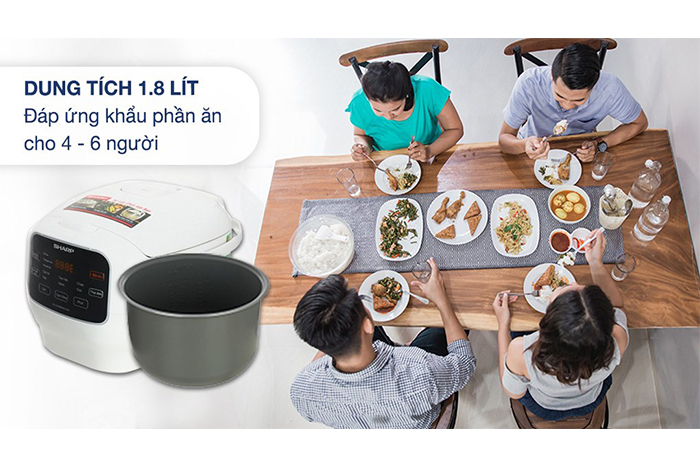 Hình ảnh sản phẩm - [KS-COM183MV-WH] Nồi Cơm Điện Tử Sharp 1.8 Lít