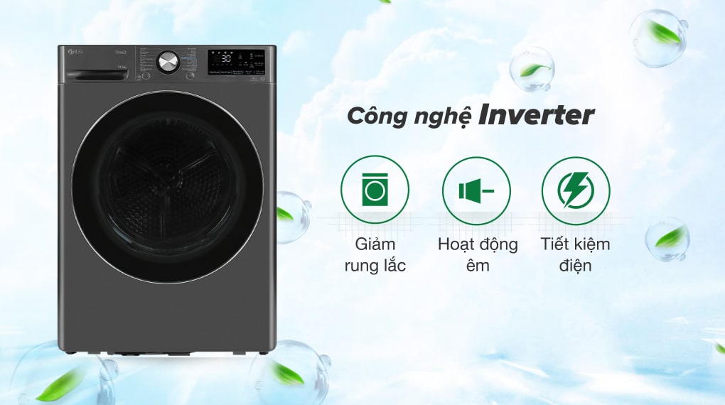 Máy sấy bơm nhiệt LG Inverter 10.5 kg DVHP50B - Công nghệ Inverter