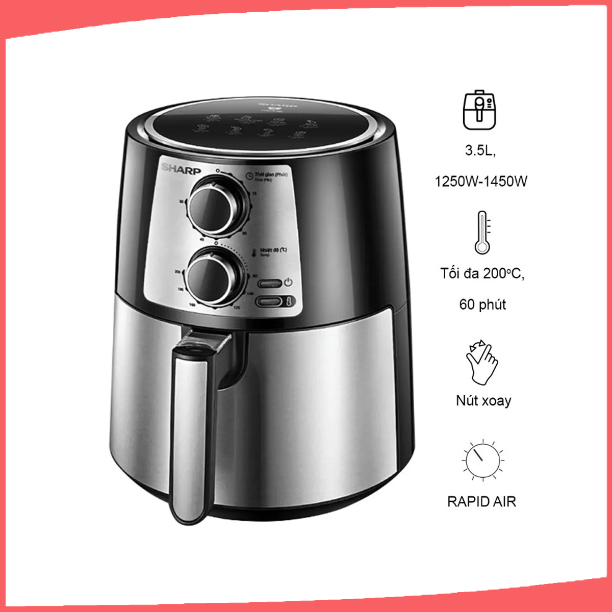 Hình ảnh sản phẩm - [KF-AF42MV-ST] Nồi Chiên Không Dầu Sharp 4.2 Lít