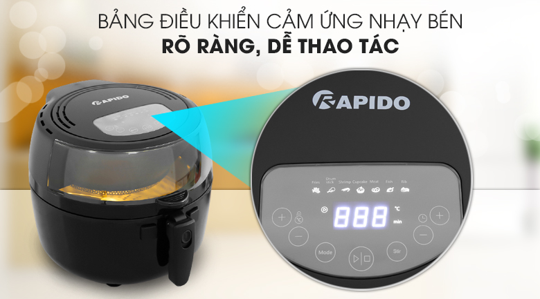 Dễ dùng - Nồi chiên không dầu Rapido RAF6.5D 6.5 lít