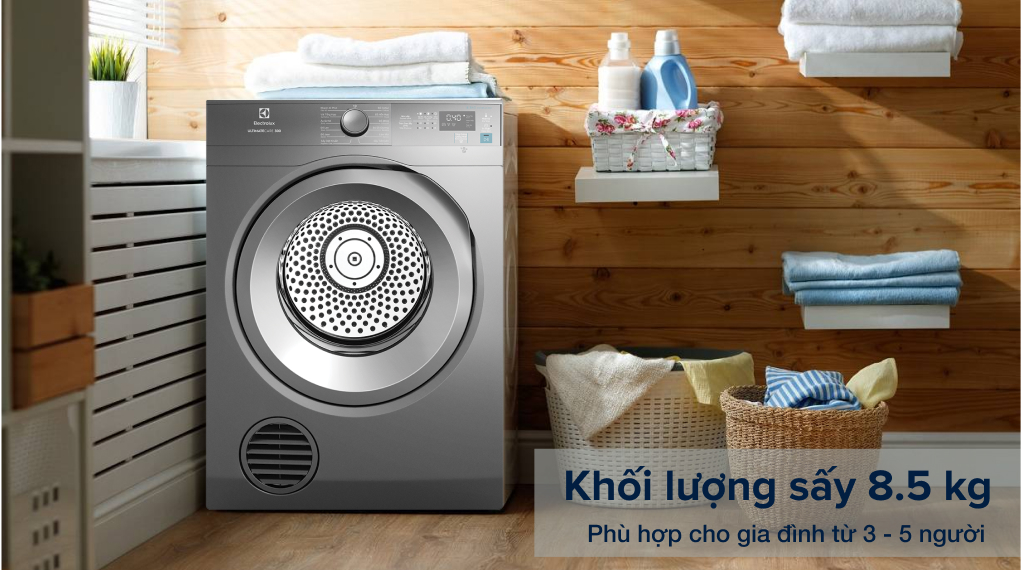 Máy sấy thông hơi Electrolux 8.5 kg EDV854N3SB - Khối lượng sấy 8.5 kg