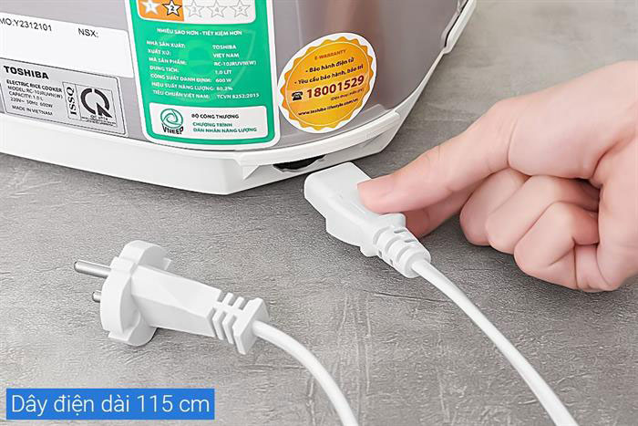 Hình ảnh sản phẩm - [RC-10JRUVN(W)] Nồi Cơm Điện Toshiba 1.0 Lít