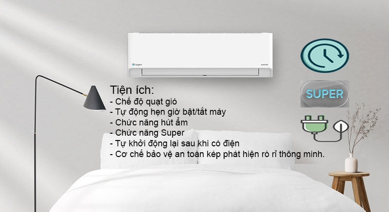 Máy lạnh Casper 2.0 HP HC-18IA32 tích hợp nhiều tiện ích