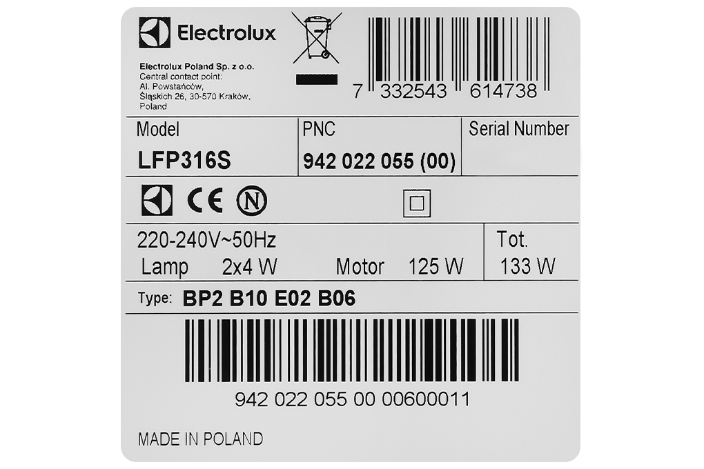 Hình ảnh sản phẩm - [LFP316S] Máy hút mùi âm tủ Electrolux LFP316S